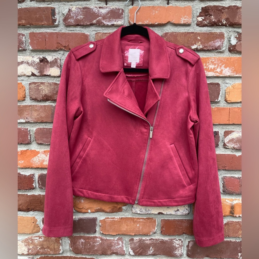 LC Lauren Conrad Women's Faux Suede Moto Jacket